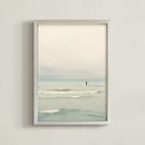 "Paddleboard Solitude" - Art Print in Warm mist by Jacquelyn Sloane Siklos - Framed