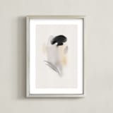 "chickadee" - Art Print in Neutral Beige by Christa Kimble - Framed