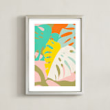 "Tropical Vibes" - Art Print in Olive Green by Dominique Vari - Framed