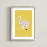 "Sunshine Alpaca" - Art Print in Yellow by SALLY MURPHY - Framed