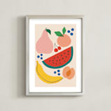 "Fruit Bowl" - Art Print in Peach by Vera Lim - Framed