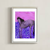 "Rustic Horse" - Art Print in Pink and Purple by Lauren Rutley - Framed