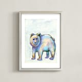 "The Quiet Bear" - Art Print in Cream and Lavender by Lauren Rutley - Framed