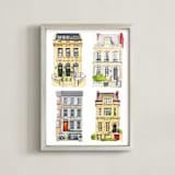 "Townhouses" - Art Print in Sandstone by Lisa Travis - Framed