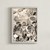"Desert Cacti III" - Art Print in Gold Dust by Lisa Assenmacher - Framed