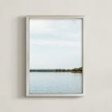 "Peaceful lake III" - Art Print in Calm Orange by Lying on the grass - Framed