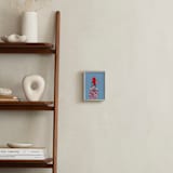 "Chicken Loves Flower" - Art Print in sky blue by Stick and Petal - In a Room
