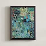"It's A Blue Day" - Art Print in Turquoise by Pamela Tucker Herz - Framed Canvas