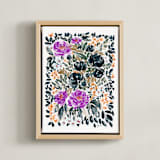 "Garden Dance" - Art Print in Purple Petals by Britt Mills - Framed Canvas