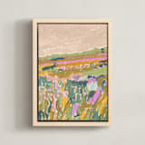 "Across the Fields 2" - Art Print in Peach by Alisa Galitsyna - Framed Canvas