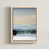 "Calm Horizon 1" - Art Print in Dockside Blue by Stephanie Goos Johnson - Framed Canvas
