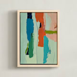 "The Harbor Diptych 2" - Art Print in Turquoise by Caryn Owen - Framed Canvas