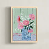 "Garden Symphony No. 2" - Art Print in Dusty Rose by Lottie Aldarwish - Framed Canvas