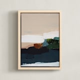 "Abstract Beach Bonfire" - Art Print in Dark Navy Blue by Caryn Owen - Framed Canvas