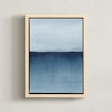 "Lake Superior Horizon" - Art Print in Indigo Blue by Renee Anne Bouffard-McManus - Framed Canvas