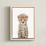 "Baby Animal Cheetah" - Art Print in Sand by Cass Loh - Framed Canvas