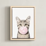 "Bubblegum Animals: Cat" - Art Print in Cat Stripes by Maja Cunningham - Framed Canvas