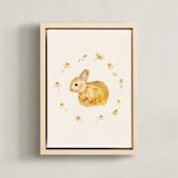 "Garden Bunnies 3" - Art Print in Velvet Beige by Hannah Beimborn - Framed Canvas
