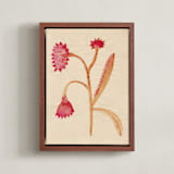 "Dream Garden Blooms 3" - Art Print in Crimson Red by Alisa Galitsyna - Framed Canvas