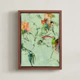 "Fleeting Roses, Autumn" - Art Print in Sage Green by Sonal Nathwani - Framed Canvas