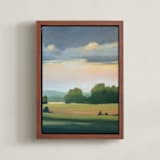 "Bright and Early 3" - Art Print in Field by Stephanie Goos Johnson - Framed Canvas