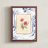 "Toile Blooms 1" - Art Print in Vanilla by Teju Reval - Framed Canvas