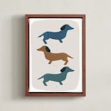 "Dachshund Parade" - Art Print in Earth by Maja Cunningham - Framed Canvas