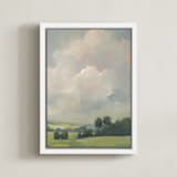 "Rosy Tomorrow II" - Art Print in Grey Blue by Stephanie Goos Johnson - Framed Canvas
