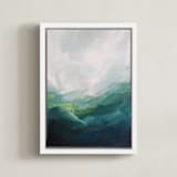 "Jewel Basin" - Art Print in Deep Teal by Mya Bessette - Framed Canvas