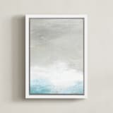 "Kissing The Shore I" - Art Print in Seafoam by Jenny Partrite - Framed Canvas