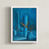 "The Leaf" - Art Print in Peacock by Michel Villalpando - Framed Canvas