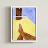 "Free to Pause" - Art Print in Banana by Akweley Creative - Framed Canvas