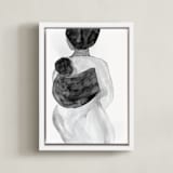 "Mother Guardian" - Art Print in Charcoal by Akweley Creative - Framed Canvas