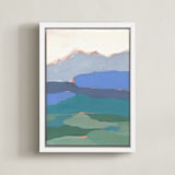 "Peaks and Valleys" - Art Print in Sky Blue by Candace Wiant - Framed Canvas