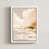 "Lulu's Landing" - Art Print in Pale Peach by Katy Abraham - Framed Canvas