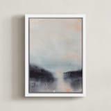 "Canal at Sunrise" - Art Print in Sea Mist by Christa Kimble - Framed Canvas