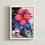 "Afternoon Nap" - Art Print in Lapis Blue by Jiny He - Framed Canvas