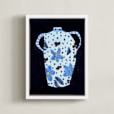 "Delft Blue" - Art Print in Powder Blue by Lottie Aldarwish - Framed Canvas