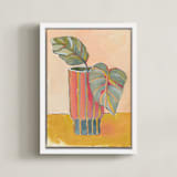 "Colourful Vase" - Art Print in Peach by Lucrecia Caporale - Framed Canvas
