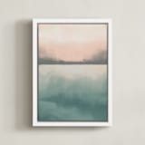 "Misty Marsh I" - Art Print in Peaceful Blue by Haley Fischer - Framed Canvas
