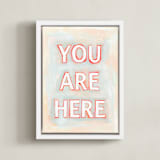 "You are Here" - Art Print in Coral by Karyn Denten - Framed Canvas