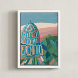 "She Endures" - Art Print in Deep Green and Blue by Molly Odom Magill - Framed Canvas