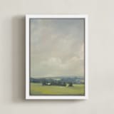 "Rosy Tomorrow I" - Art Print in Grey Blue by Stephanie Goos Johnson - Framed Canvas
