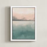 "Misty Marsh II" - Art Print in Peaceful Blue by Haley Fischer - Framed Canvas