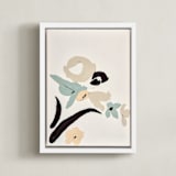 "Windswept Diptych 1" - Art Print in Light Blue by Caryn Owen - Framed Canvas