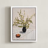 "Everyday Grace 2" - Art Print in Beige by Arohika Verma - Framed Canvas