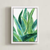 "Tropical plants I" - Art Print in Evergreen by Alexandra Dzh - Framed Canvas