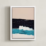 "Hidden Beach Seascape" - Art Print in turquoise blue by Caryn Owen - Framed Canvas
