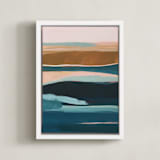 "Golden Seascape Diptych II" - Art Print in Mustard Yellow by Caryn Owen - Framed Canvas