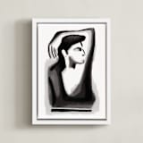 "Contemplation" - Art Print in Midnight by Mansi Verma - Framed Canvas